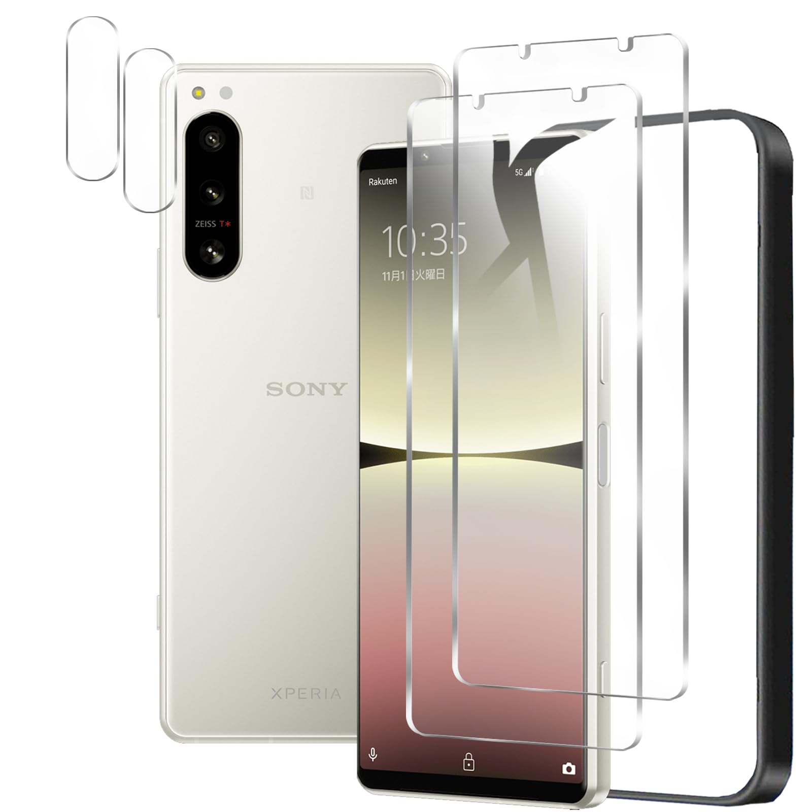 [2+2+1 Pack] for Sony Xperia 5 IV Screen Protector Tempered Glass with Camera Lens Protector for xperia 5 IV, [Case Friendly] HD Clear 9H Hardness Bubble Free