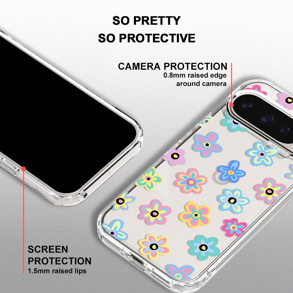MOSNOVO Case for Google Pixel 10 & Pixel 10 Pro, [Buffertech 6.6ft Military-Grade Drop Protection] [Anti Peel Off Tech] Clear TPU Bumper Phone Case Cover Design - Cute Cherry — view 506