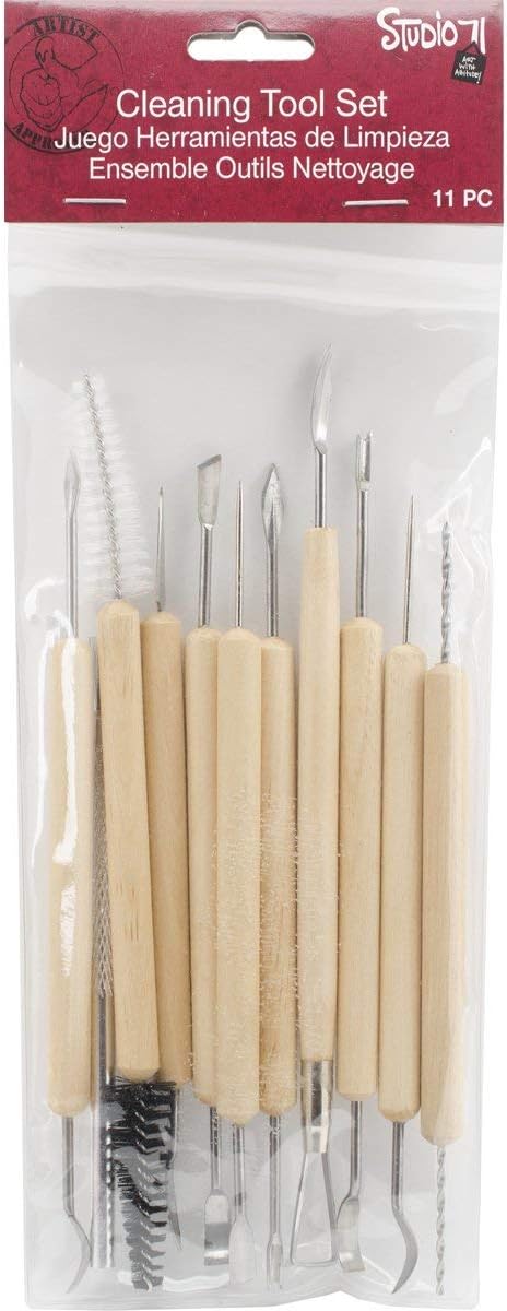 Darice 11-Piece Clay Tools Set from Studio 71 – Metal Tipped Clay Sculpting Tools with Wood Handles, Ideal for Cleaning and Creating Decorative Effects on Clay Surfaces