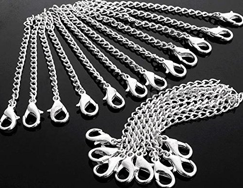 25 Pieces Silver Color Chain Extender for Jewelry (Bracelet, Necklace) with Lobster Clasps 2 Inches