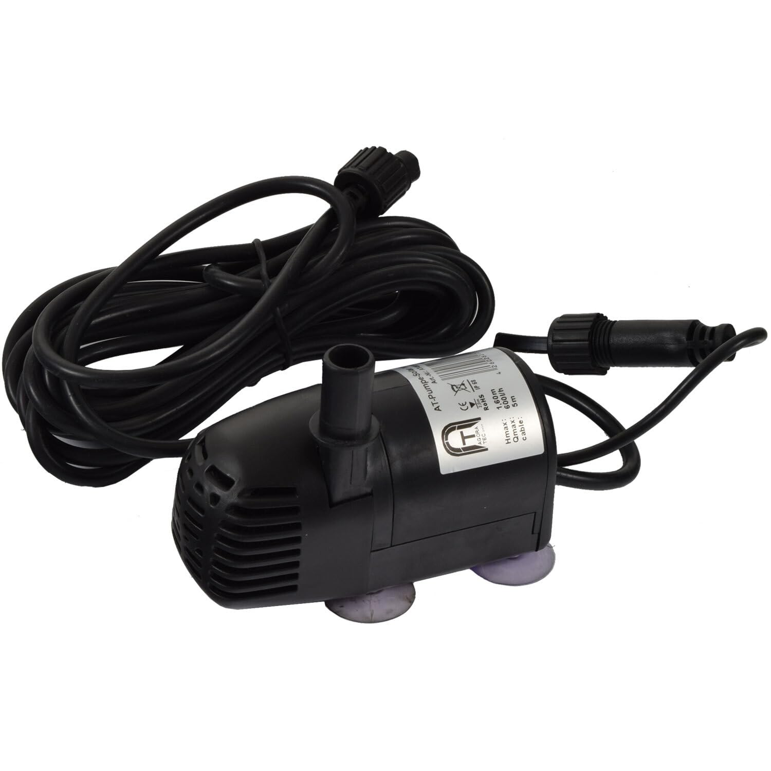 Agora-Tec® Monokristallines Solar Teichpumpen Set 10 Watt mit Lithium-Fe Akku und 6 Fach LED Ring, Hmax.: 600l/h Fontainenhöhe: 1,50m für Gartenteich oder Springbrunnen