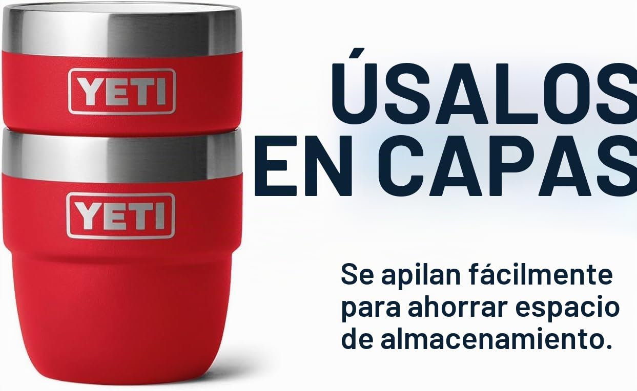 YETI Rambler Espresso Cup, Vacuum Insulated Stainless Steel Stackable Cup, Rescue Red, 2 Pack 4 oz (118 ml)