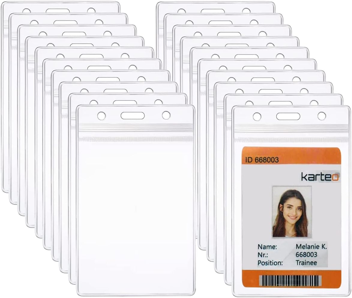 HZSOOCH 50PCS Plastic Name Tags Holders Vertical Badge ID Card Holders