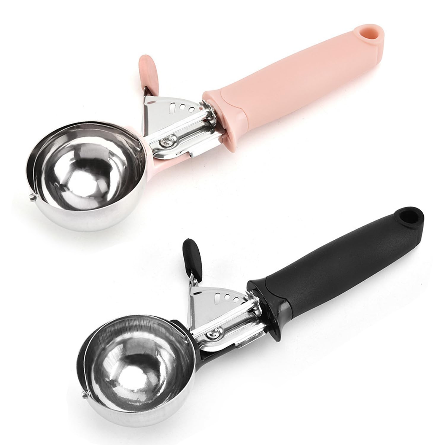2pcs Ice Cream Scoop with Trigger – Cookie Dough Scooper Set with Ergonomic Handle – Stainless Steel Scoops for Ice Cream, Watermelon, Muffins, and Fruit – Dishwasher Safe Kitchen Utensils