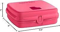 Vista 3 de Tupperware Sandwich Keeper Caja cuadrada con bisagras y cierre rosa
