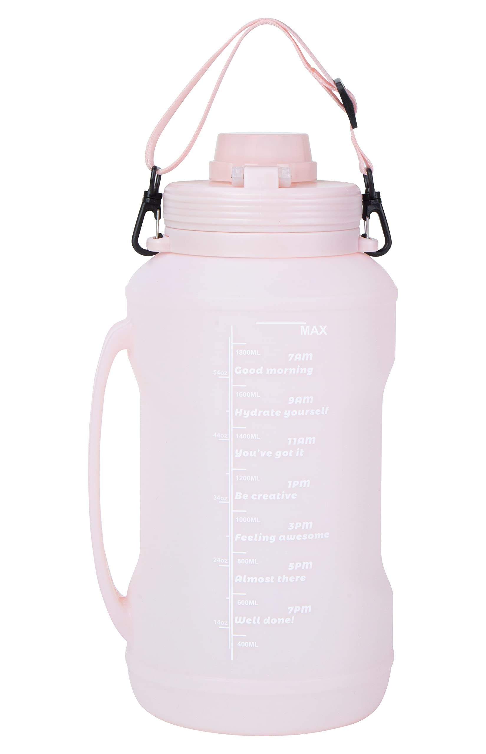 HonL-Fam Collapse Water Bottles with Straw Silicone Reusable 64 OZ Big BPA Free Water Bottle,for Men Women Boy Gym Camping Seaside Outdoor,Sports Water Bottle with Handle (Pink)