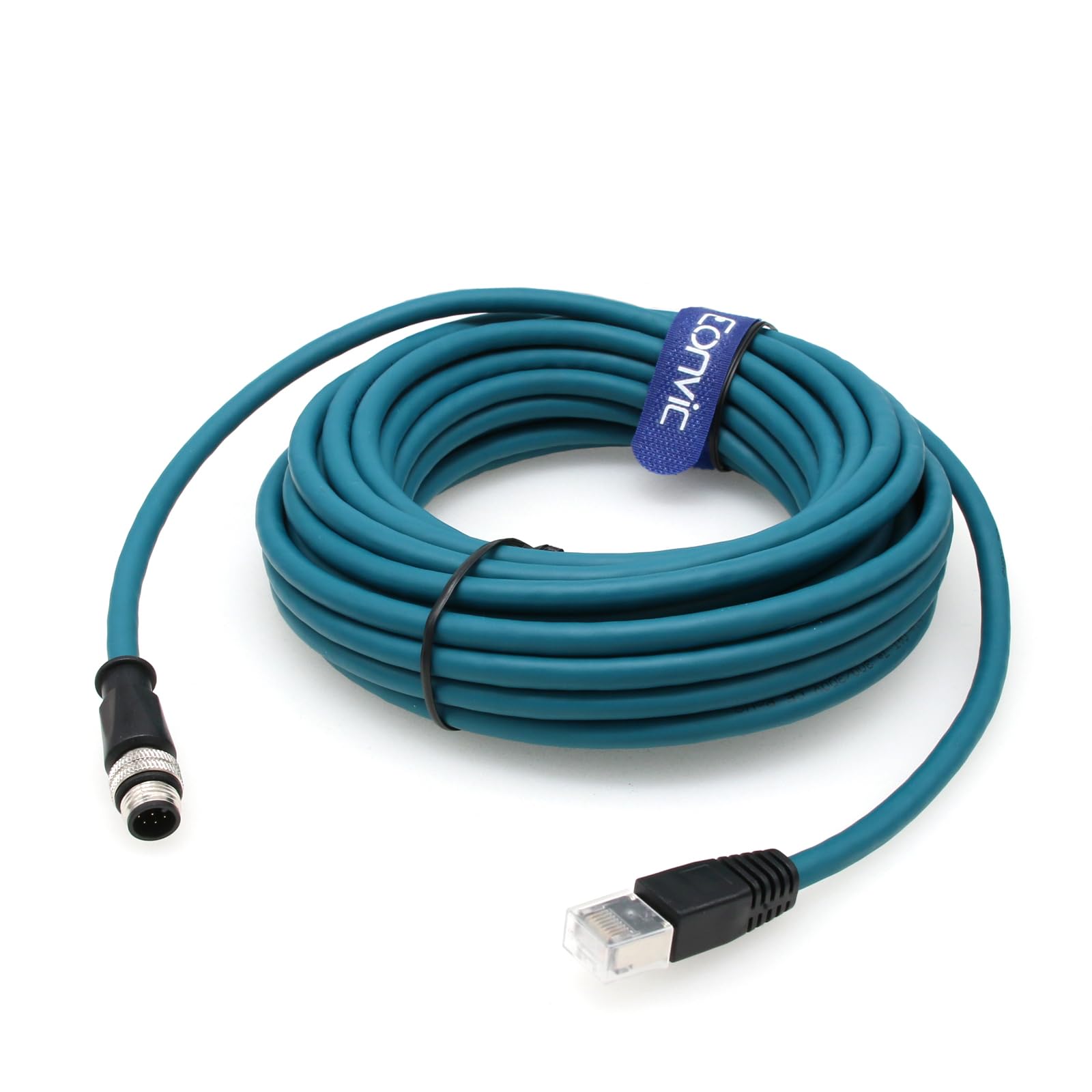 Connecteur de capteur de code A M12 vers RJ45 Ethernet industriel 8 broches Gigabit Ethernet Cat-6 Câble blindé haute flexible pour caméra industrielle Cognex (10 m, bleu)
