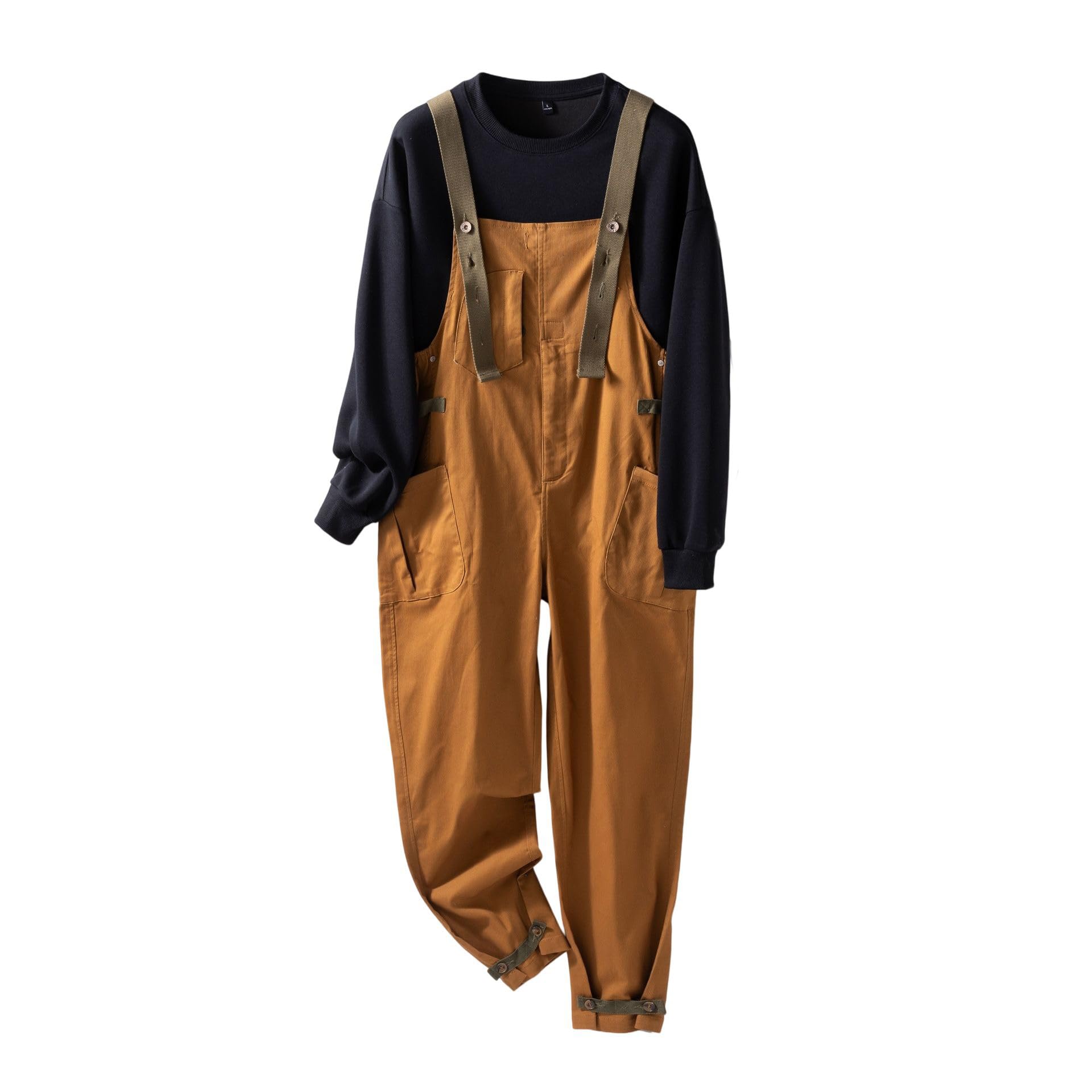 Męskie amerykańskie spodnie robocze w stylu vintage Cargo Bib luźne proste nogawki podwiązki spodnie robocze do strojów streetwear