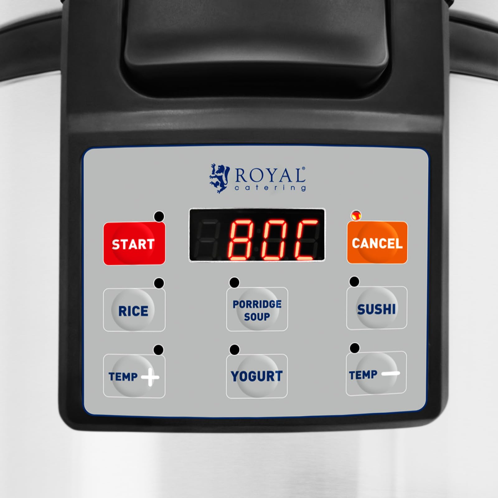 Royal Catering Reiswärmer 26 l 110 W 3 Heizzonen digitale Bedienung antihaftbeschichteter Gartopf inkl. Reislöffel Joghurtbereiter Suppenwärmer Speisenwärmer