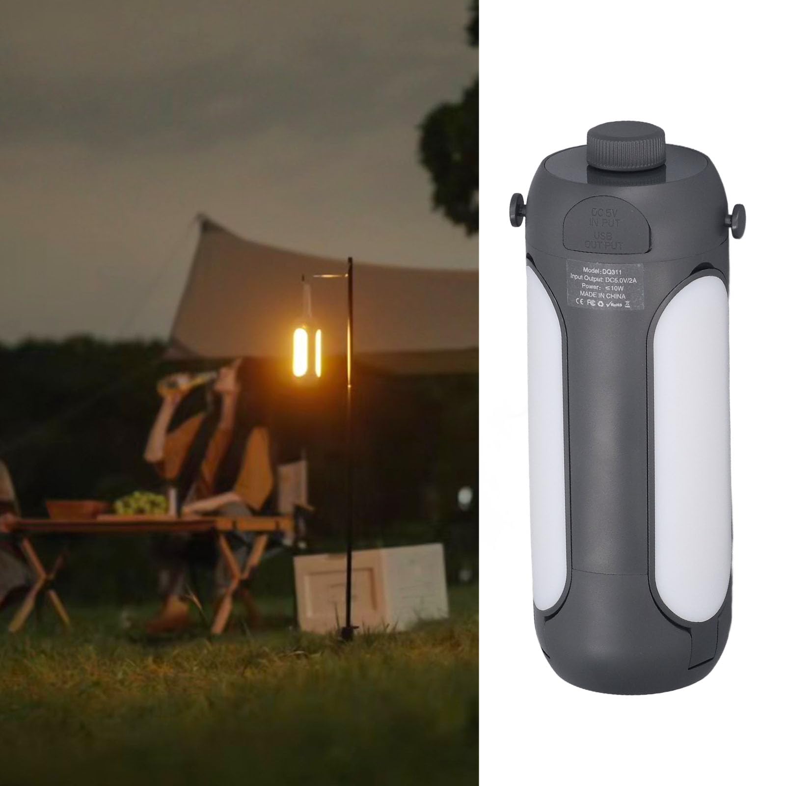 Składana Lampa Kempingowa, 10000 MAh USB Akumulator Wodoodporna Latarnia Kempingowa LED 720 Lm Możliwość Przyciemniania 4 Tryby Oświetlenia Wisząca Lampa Namiotowa na Huragany