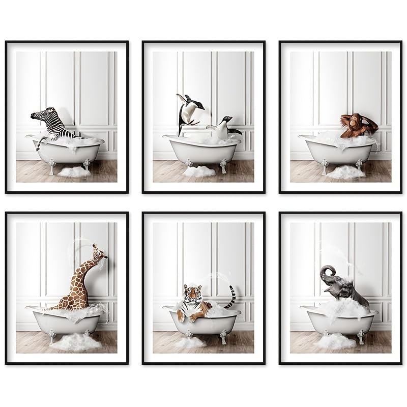 Ideale per gli appassionati di animali: su misura per coloro che adorano gli animali, questo set da parete racchiude lo spirito gioioso di queste creature in scenari divertenti. Esprimi il tuo amore per gli animali aggiungendo un tocco di umorismo e colore all'ambiente circostante con questa affascinante collezione.
