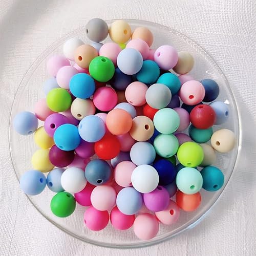 Miniatura 3 de 100 cuentas redondas de silicona de goma de 0.315 pulgadas a granel, magnífico kit de fabricación para llavero, borlas, collar, pulsera, joyería,