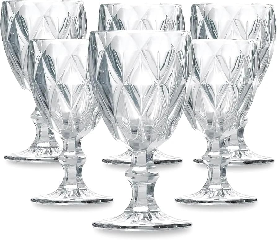 Jogo 6 Taças de Vidro Diamond para Água 340 ml Transparente