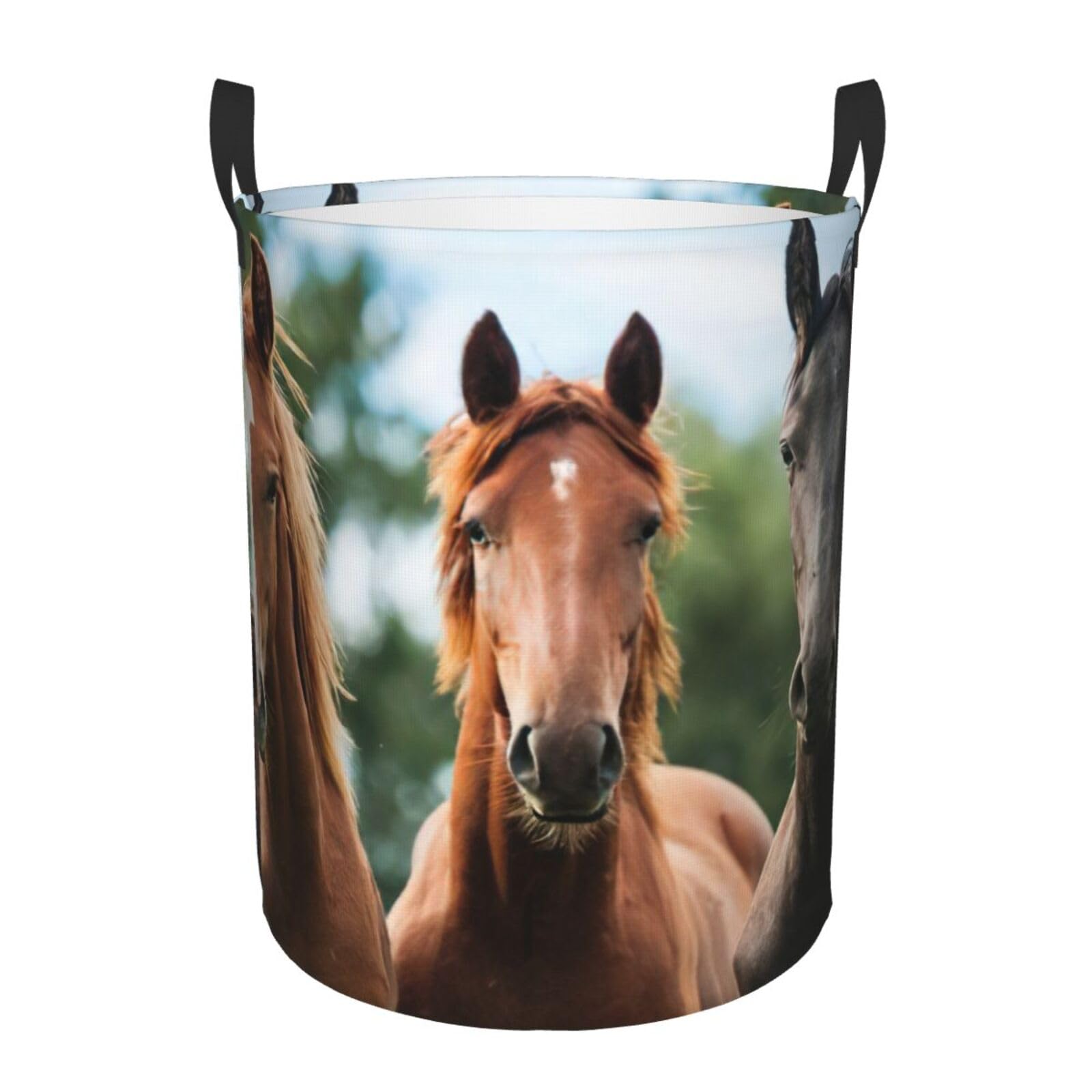 Panier à linge imprimé chevaux pour ranger les couvertures