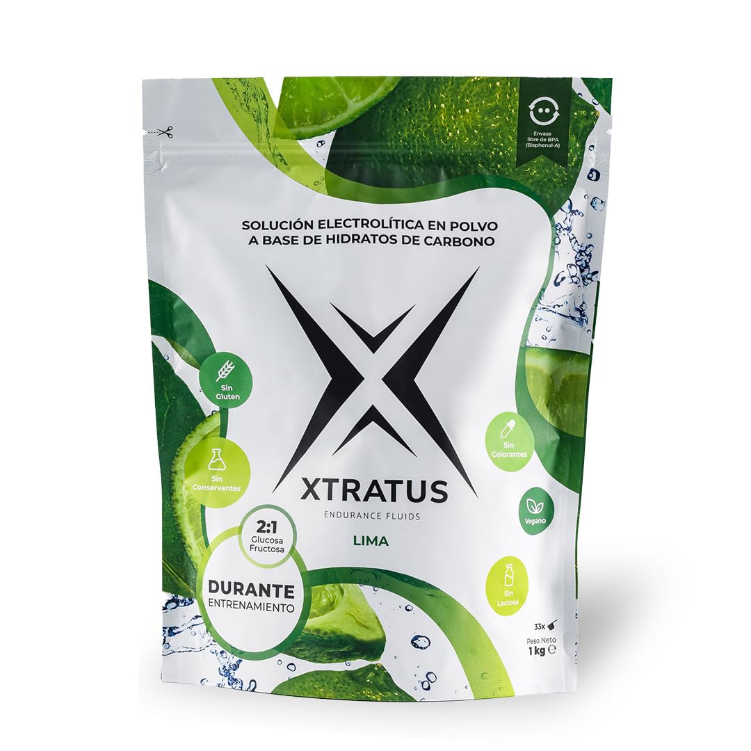 Bebida Deportiva Con Carbohidratos Electrolitos Sin Aditivos Con Lima Natural En Polvo Para Hidratacion Y Rendimiento Durante Entrenamiento Mezcla 2-1 Ideal Para Dietas Limpias XTRATUS