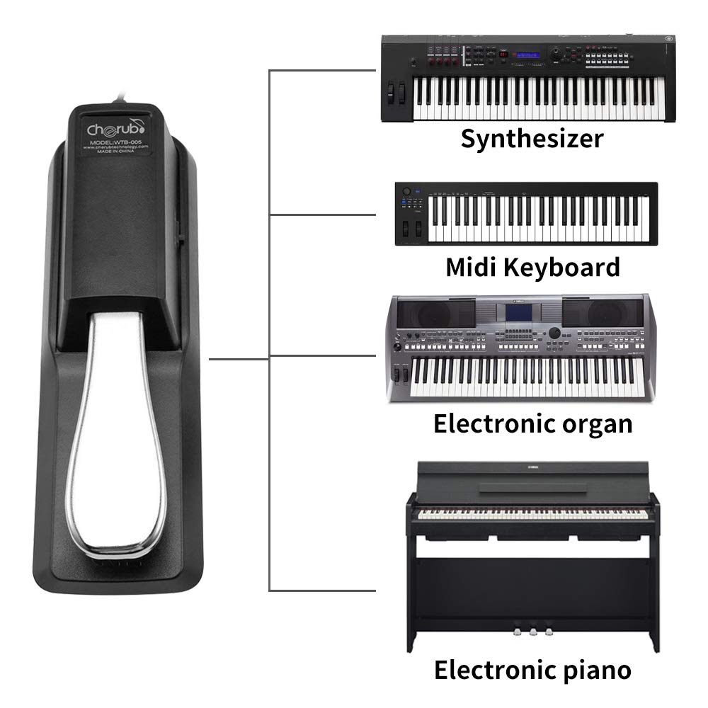Pedal Piano, Pedal Sustain, Pedales para Teclados Electrónicos, Pedal de Sostenido, Pedal de Resonancia para Teclados y Pianos Digitales, Compatible con todos los teclados eléctricos-Universal