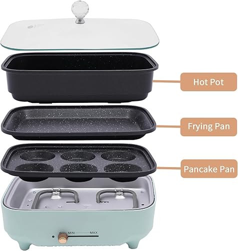 Miniatura 6 de Olla eléctrica para cocinar olla eléctrica portátil olla eléctrica para cocinar verde multifuncional cocina eléctrica antiadherente superficie