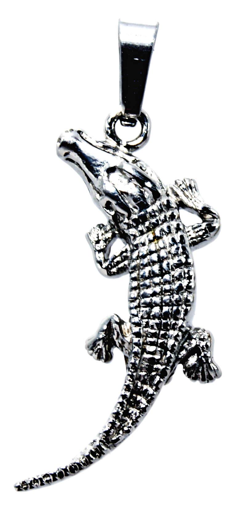 Kiss Of Leather Grazioso Ciondolo A Coccodrillo In Argento Sterling 925, N. 113, Argento