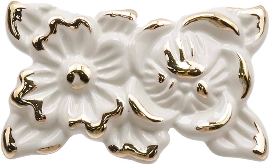 2Pcs Euro Rose Decorative Cabinet Knobs Handles Pulls Ivory Drawer Knobs Handles Pulls Vintage Kitchen Flower Drawer Dresser Vanity Nightstand Cupboard Wardrobe Pull Single Hole Knobs