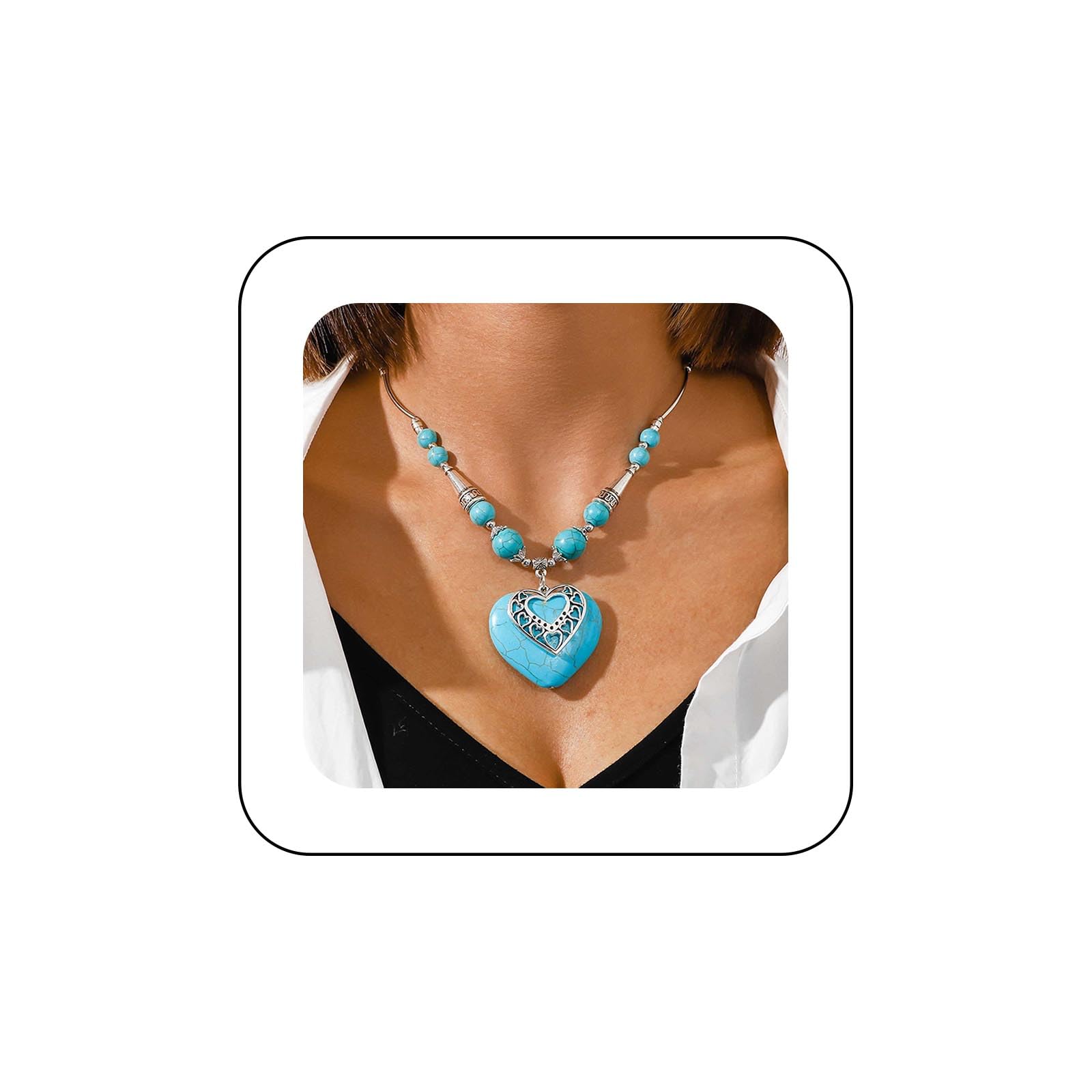 Collier Vintage égyptien En Turquoises - Poids 91g, Longueur 40 Cm - Belle Qualité, Occasion