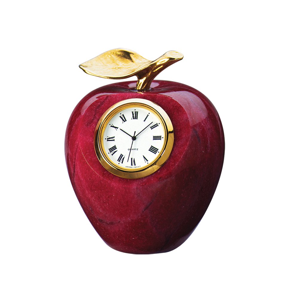 Photo 1 of Marble Apple Clock Paperweight with Gold Leaf