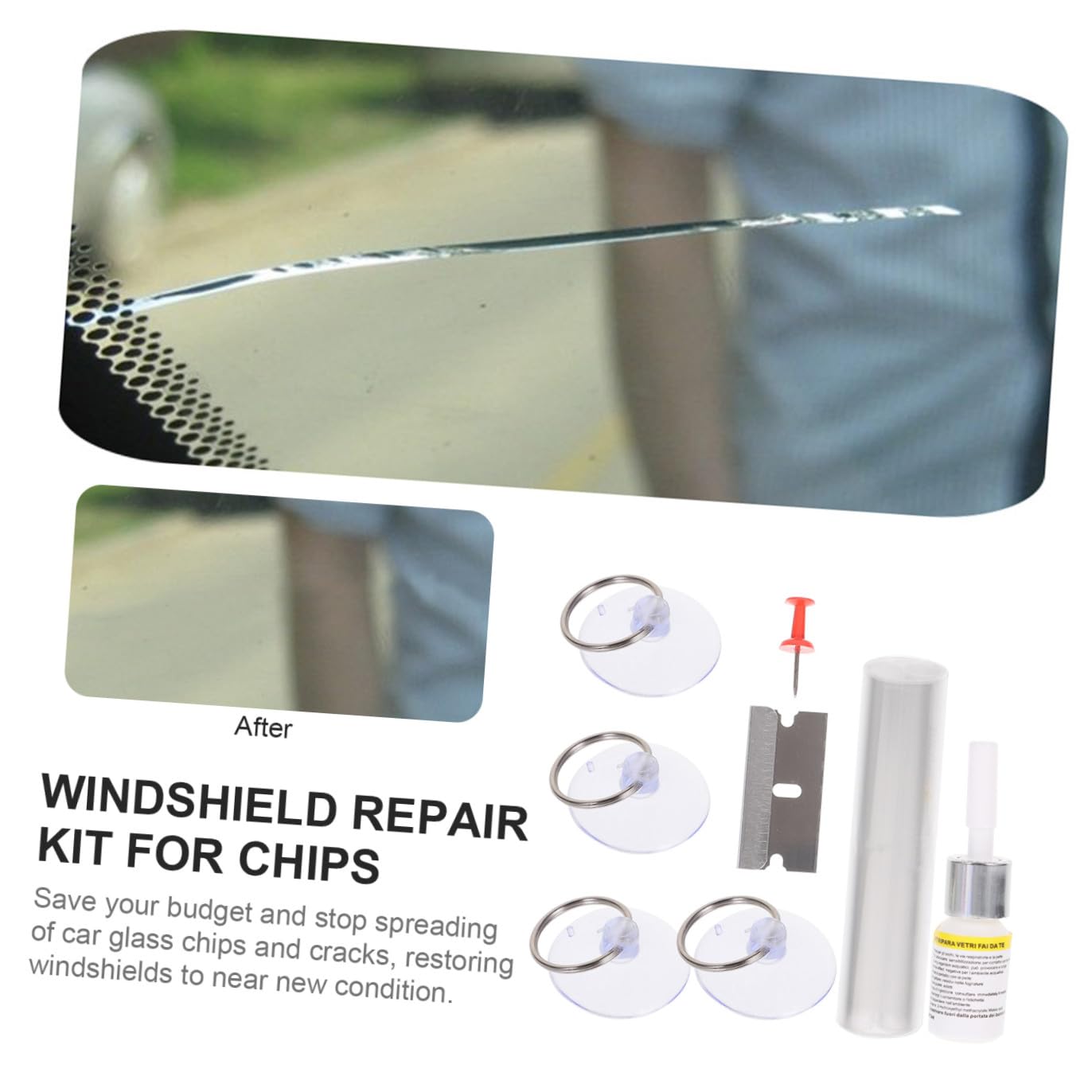 Mobestech Kit De Reparación De 5 Juegos De Grietas En Parabrisas Reparación De Arañazos De Vidrio para Ventanas De Coche