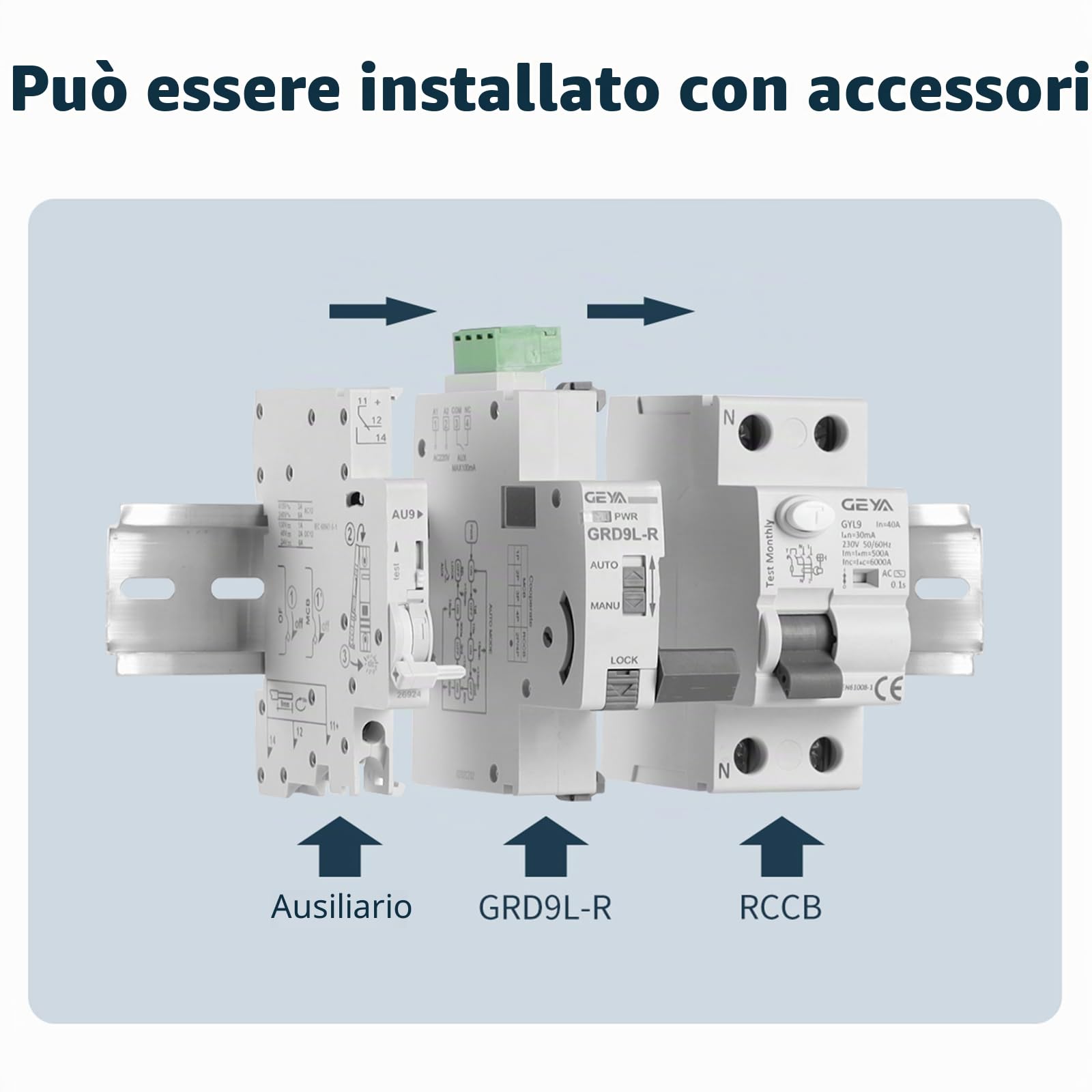 GEYA Dispositivo di richiusura automatica Interruttore automatico 6KA ELCB RCCB Recloser RCD AC Tipo (Richiusura AC220V+RCCB 2P-40A-30mA)