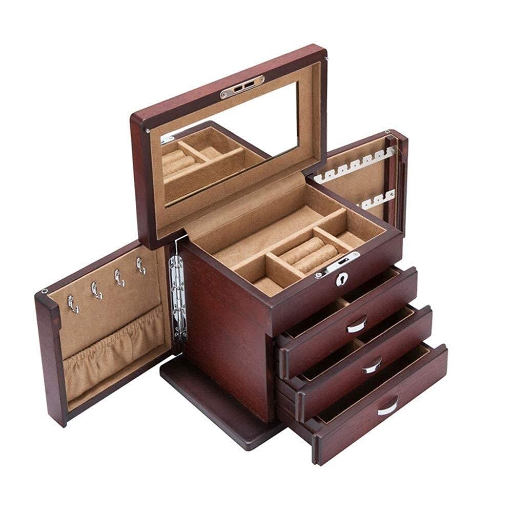 Jewellery Box Gift for Women Jewelry Boxes Jewellery Boxes Wooden Jewelry Organiser Large Capacity with with Mirror Jewelry