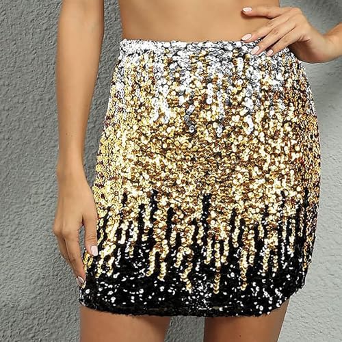 Women's Sequin Skirt Sparkle Stretchy Glitter Sequin Bodycon Sparkly Skirt Mini Skirt for Night Out Party Outfits2
