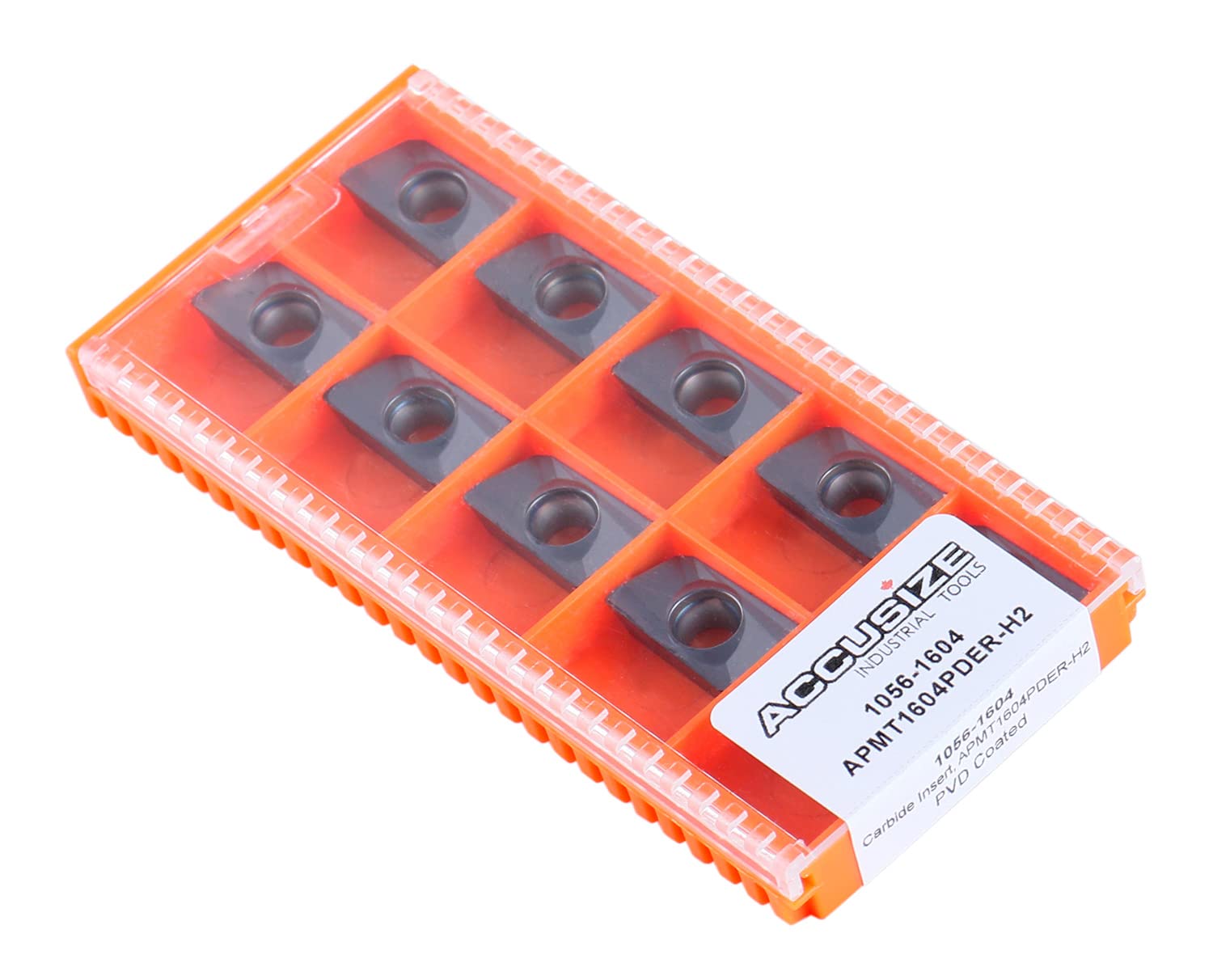 Accusize Industrial Tools APMT1604PDER-H2 PVD Coated Carbide Inserts for Machining Stainless Steel, 10 Pc Set, 1056-1604x10