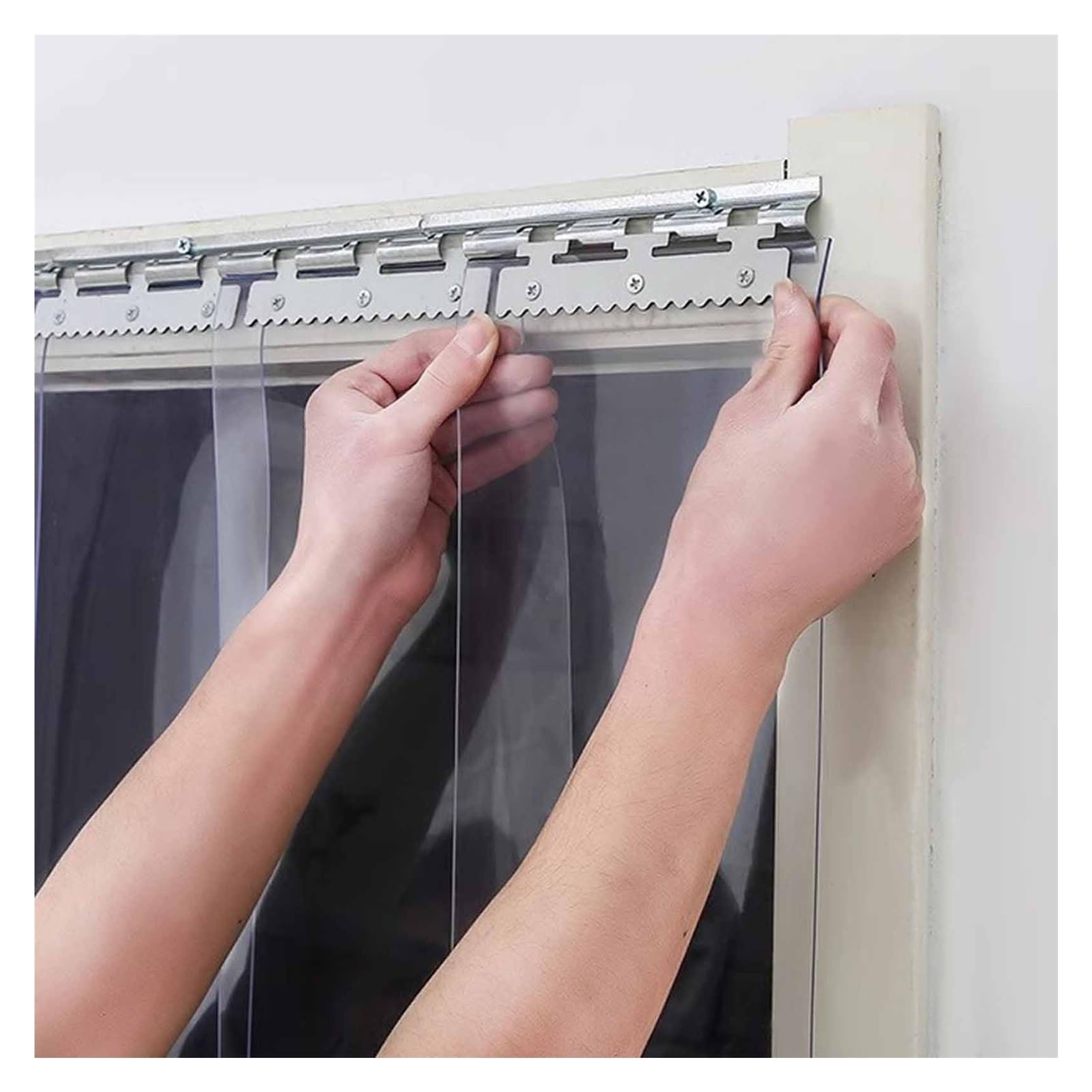 VXHCS Rideaux Isolants pour Portes À Bandes en Vinyle, 1,7mm Imperméables Transparents Durables PVC pour Chambres Froides, Salles de Bains, Écuries(1.2x2.3m)