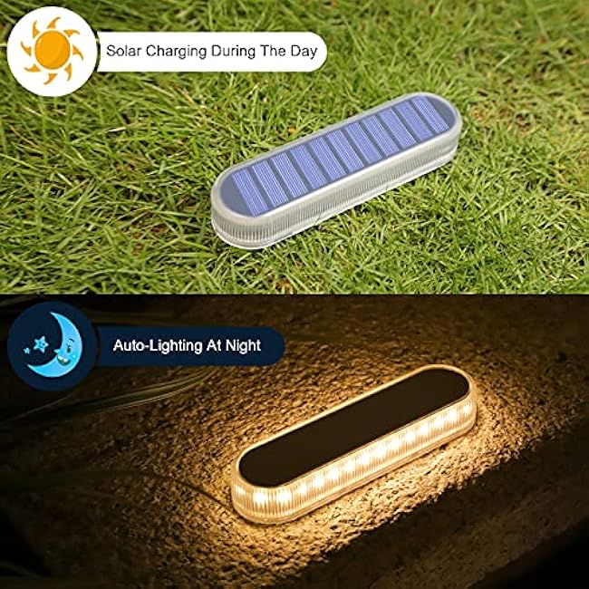 WILLED Solar Step Lights Solar Deck Lights 4 Pack Warm White Outdoor Solar Powered Lights