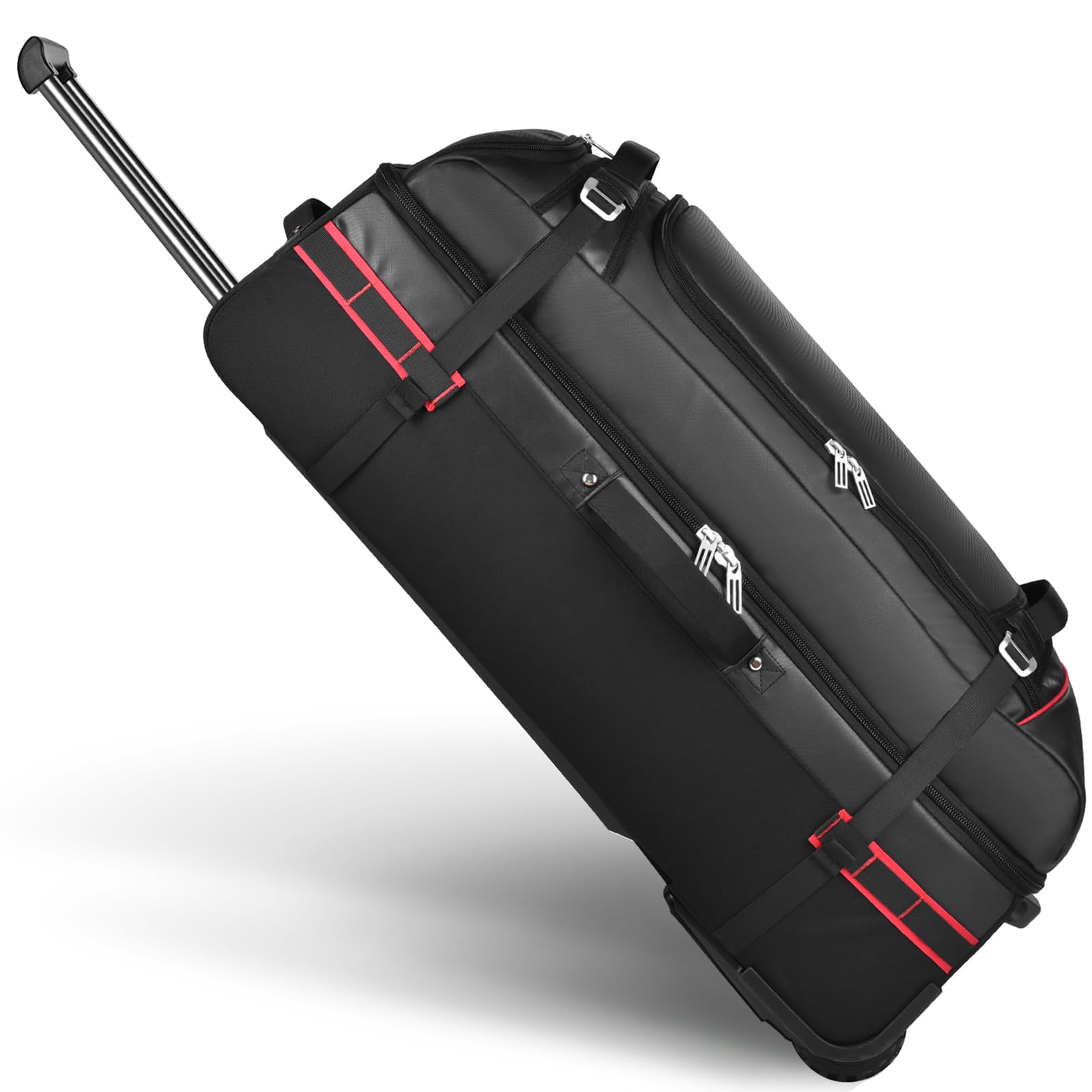 Wheeled Duffle Bag Luggage for Travel-Rolling Duffle Bag with Wheels-100L Large Heavy Duty with Wheels and Handle,5 Handles, Compression Straps,Expandable Luggage Roller Duffle (Black)
