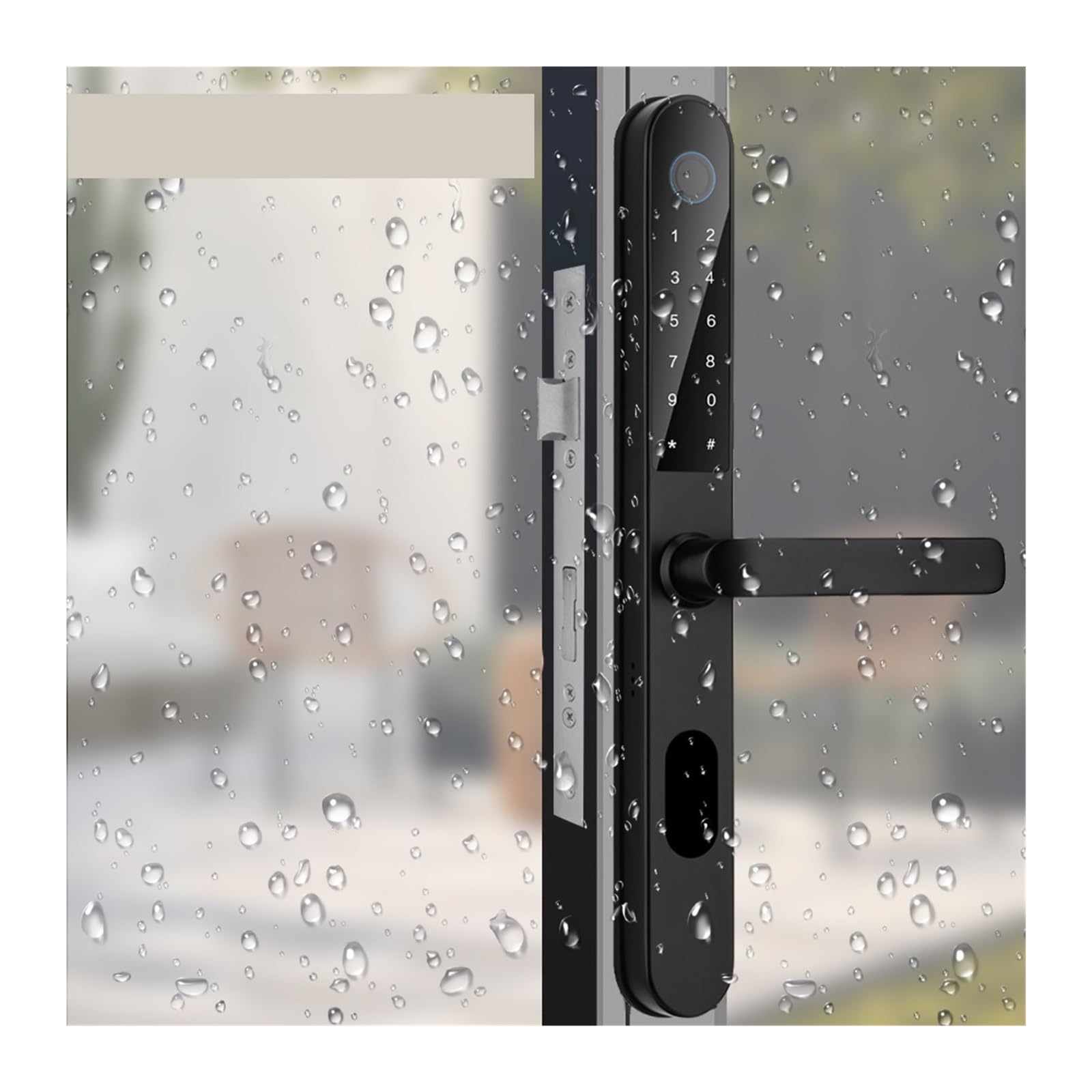 JVDDI Smart Door Handle, Waterproof Bluetooth Door Lock Aluminum Locks with APP Fingerprint Password IC Card Key Unlock(Nero)
