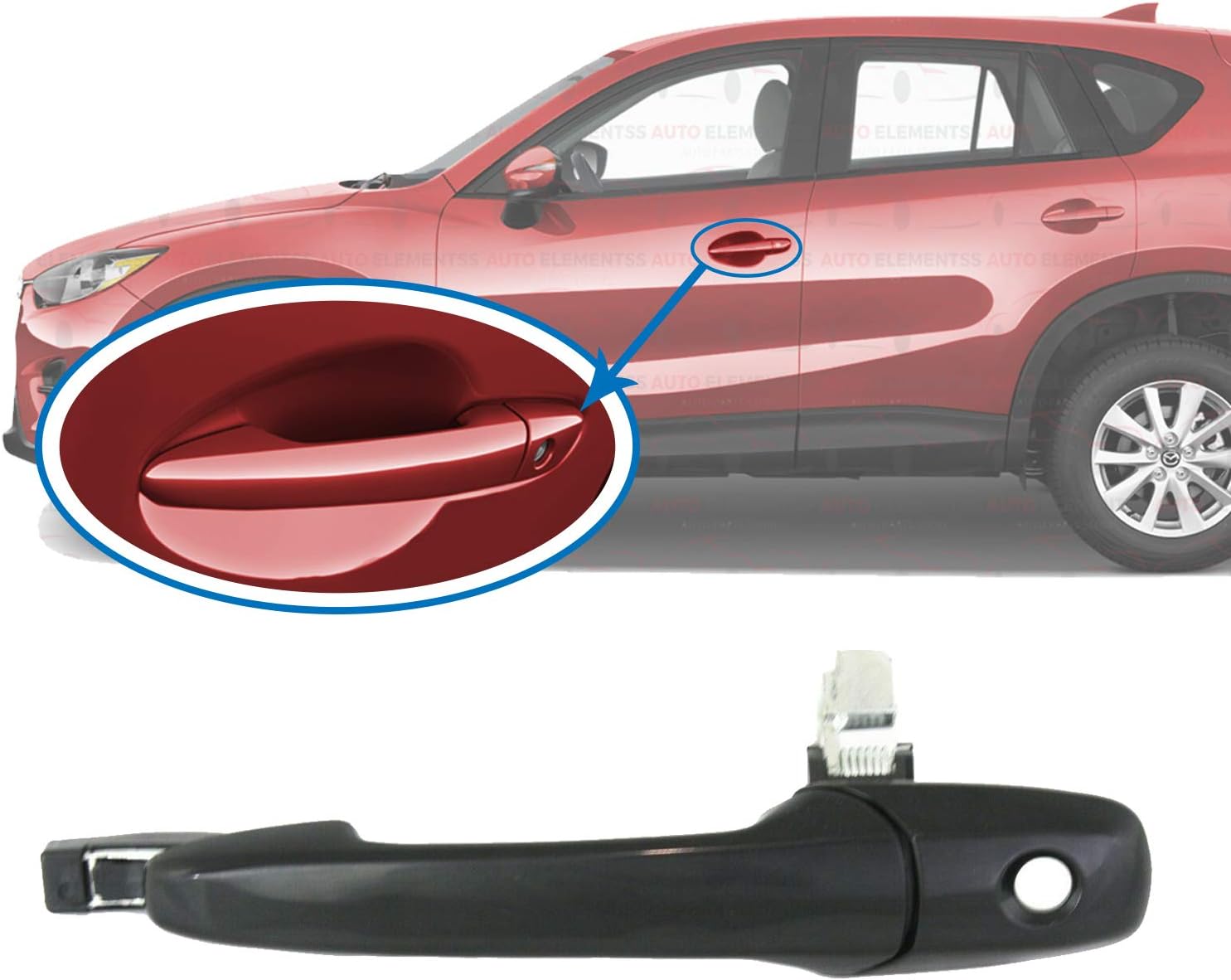 Door Handle Primed Front Driver Side Exterior for Mazda 3 5 6 CX-7 CX-9 RX-8 Direct Replacement GJ6E59410K08