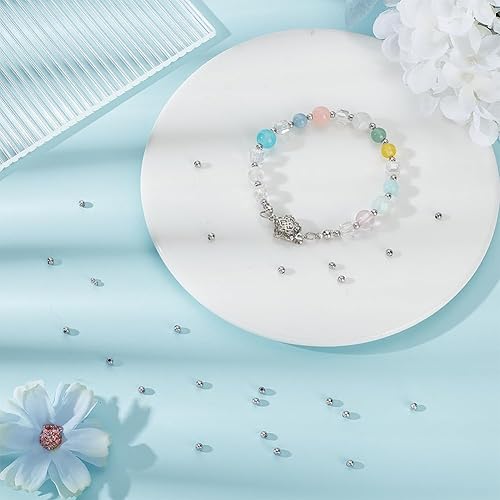 Miniatura 2 de UNICRAFTALE Cerca de 500 cuentas pequeñas redondas de metal de 0.039 pulgadas (0.039 in), cuentas espaciadoras de bola de agujero pequeño, cuentas