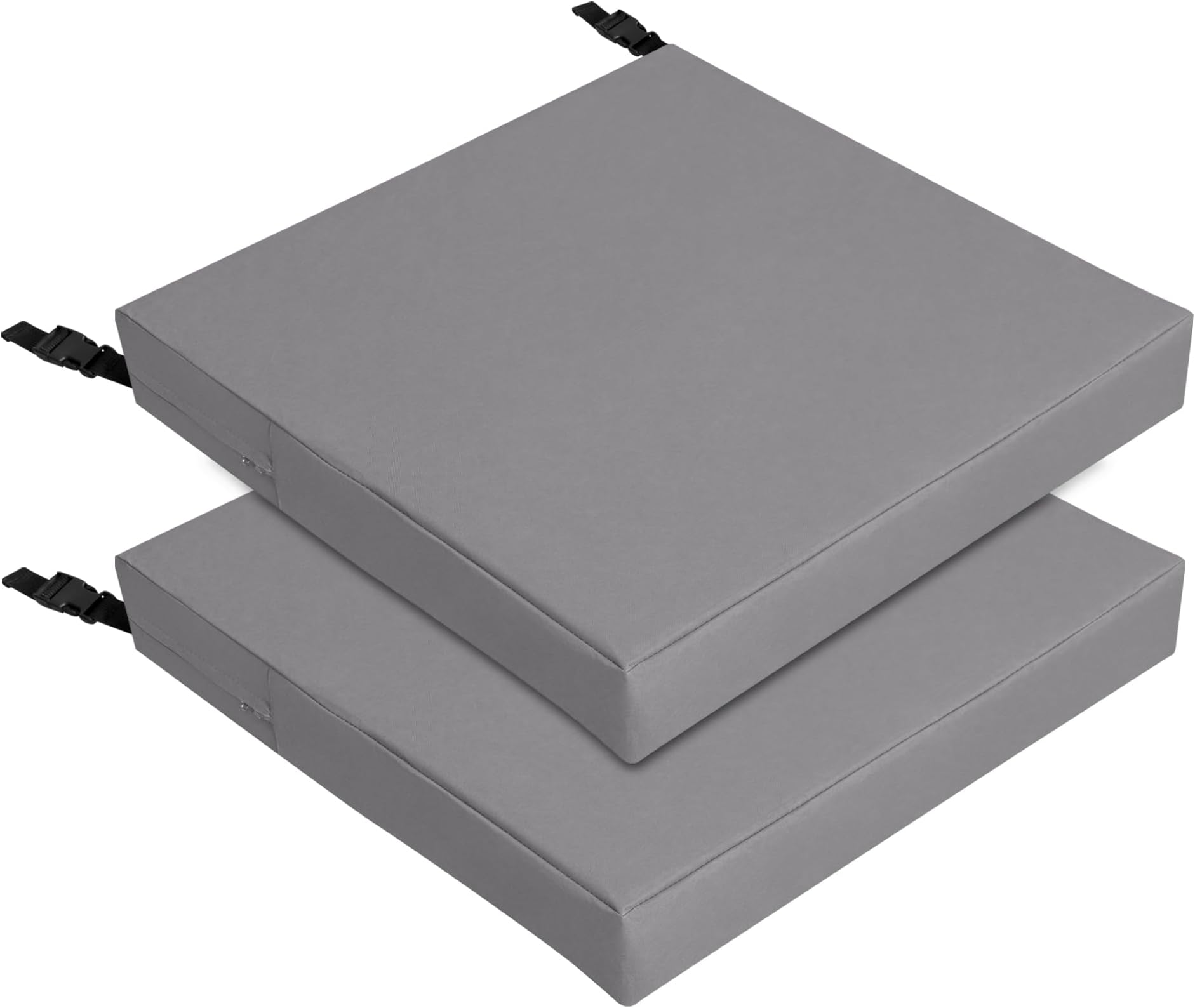 Easy-Going 19x19x3 in 2 Pack Waterproof Outdoor Chair Cushion Non-Slip Patio Garden Couch Seat Cushion with Zipper and Adjustable Straps Gray