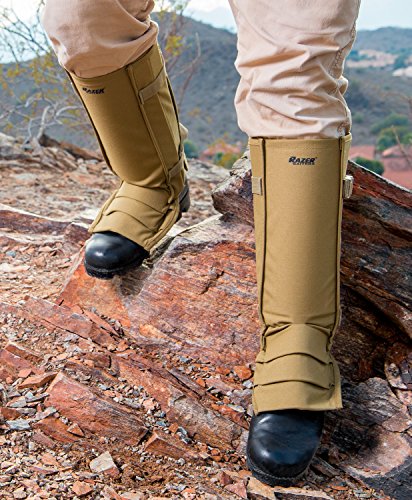 Razer Snake Gaiters with Free Storage Bag - Snake Bite Protection for Lower Legs Used by Men and Women for Outdoor Camping Hiking Walking Hunting (Tan)