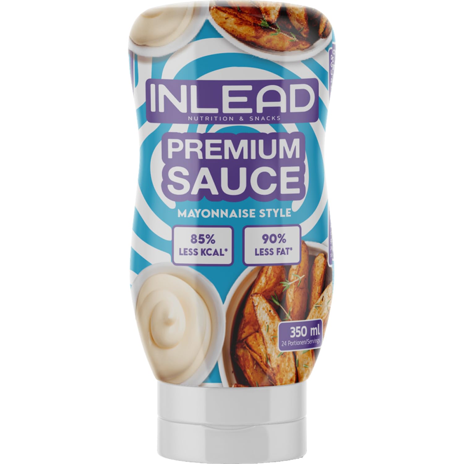 INLEAD - Premium Sauce - Light Soße | 85% weniger Kalorien & 90% weniger Fett | Perfekt Zur Diät | Kalorienarme Ernährung | Vegan | Glutenfrei | Laktosefrei - 350ml (Mayonnaise Style)