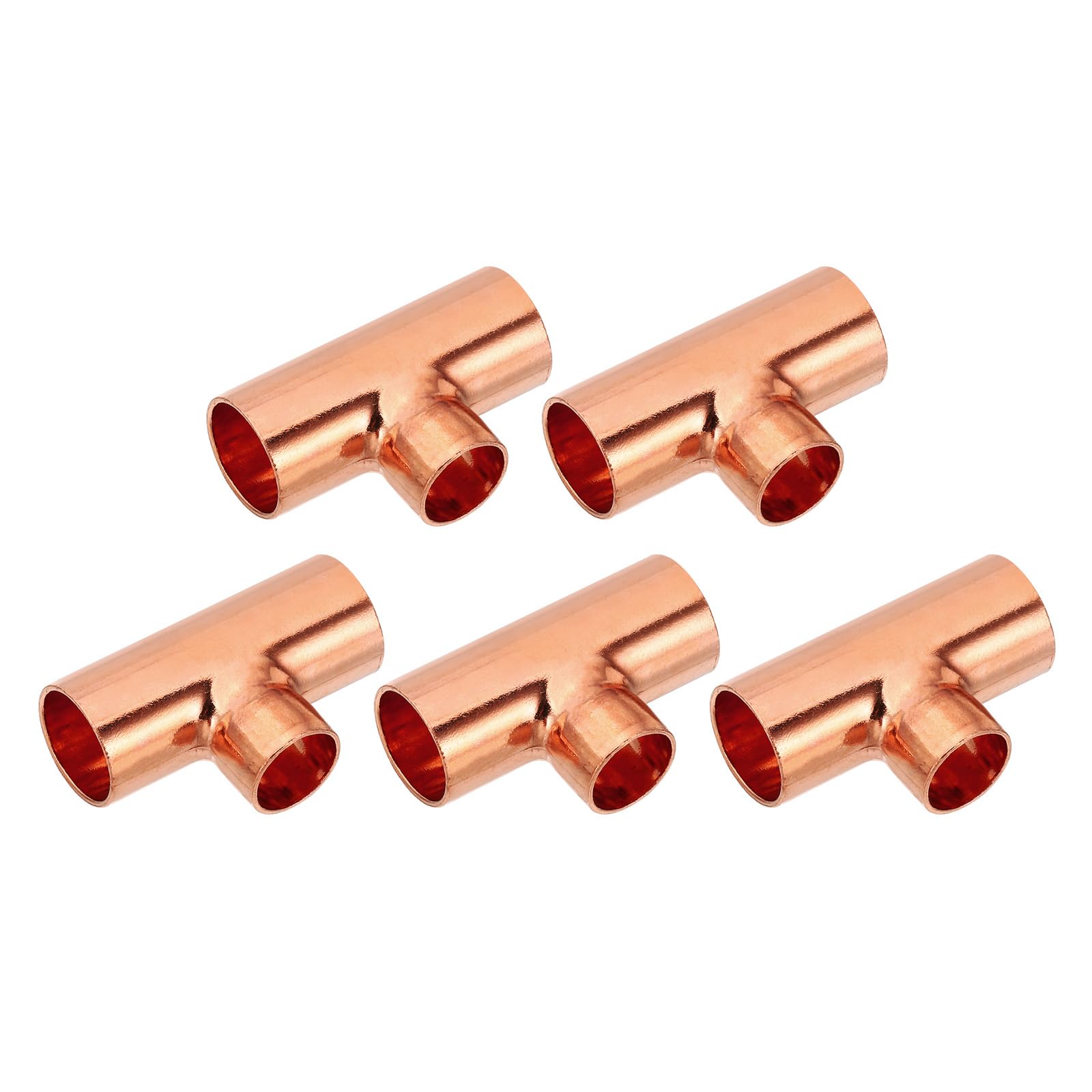 Photo 1 of PATIKIL 5/8" x 1/2" x 5/8" ID Reducing Tee Copper Fitting, 5pcs 99.9% 3 Way Pure Copper Pipe Tube Connector Adapter Reducer with Sweat Solder Connection for HVAC Refrigeration System