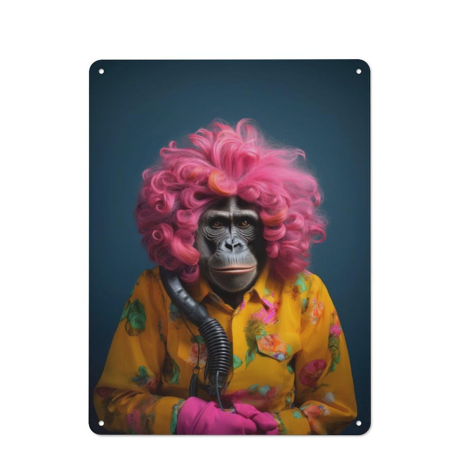 A Gorilla with Curly Hair Kitchen Metal Sign 40x30cm, Country Style Kitchen Wall Decor for Restaurant, Kitchen, Counter Or Breakfast Nook