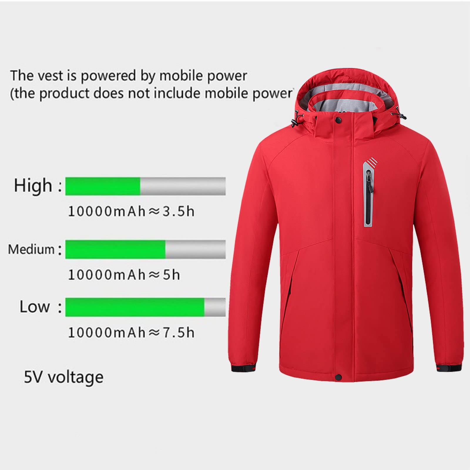 Chaqueta térmica térmica con 8 zonas de calefacción, interfaz USB, para hombre, mujer, invierno, impermeable, cortavientos para trabajo al aire libre, esquí, equitación de moto