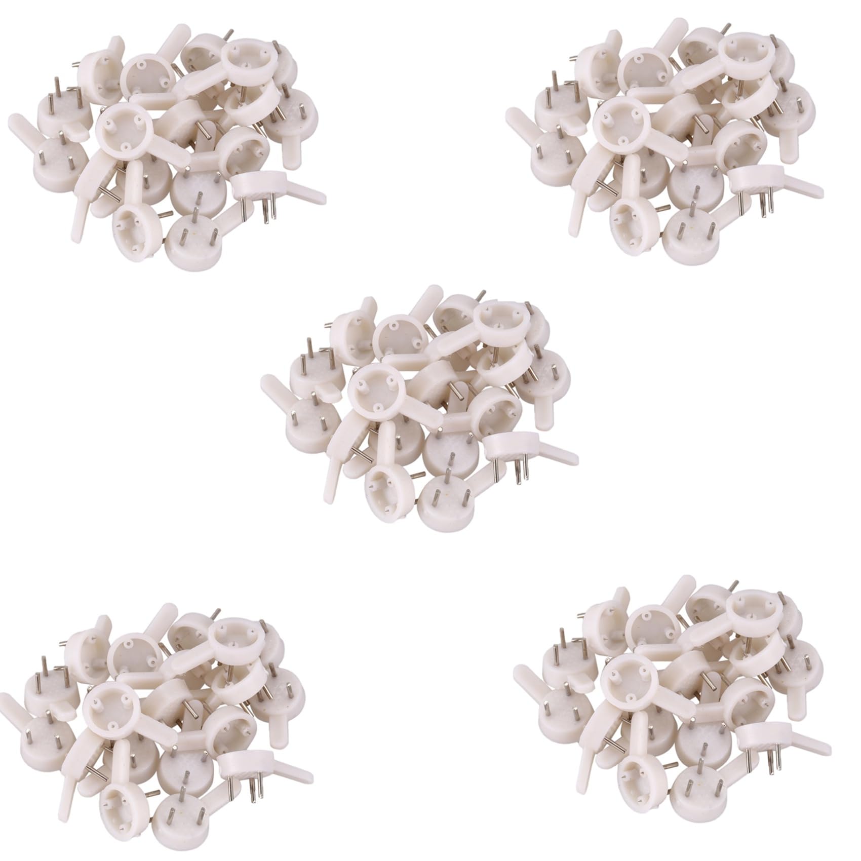 100 Pcs Plastic Heavy Wall Picture Frame Hooks Hangers 3-Pin Small White