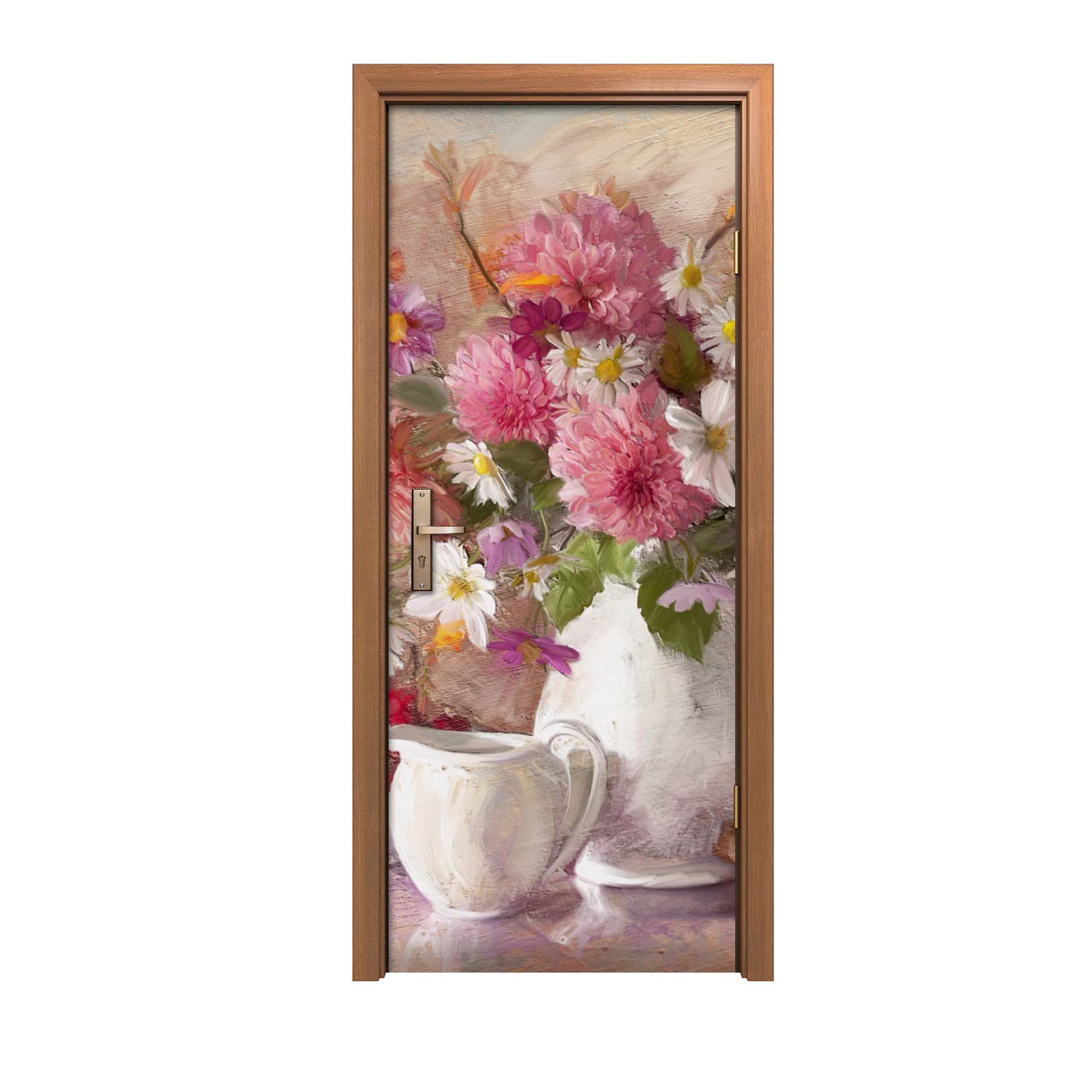 Fleurs de tasses autocollant de porte 80x200cm pour sublimer votre cuisine