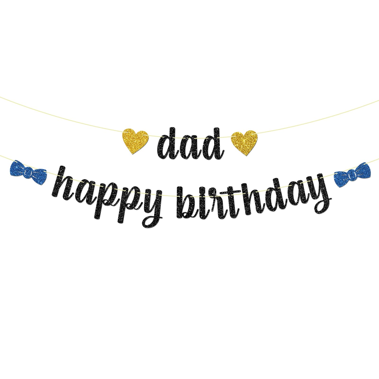Amazon.com: Black Glitter Dad Happy Birthday Banner - Father's Birthday ...