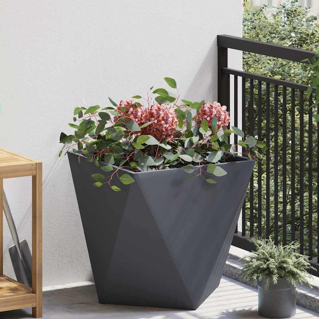 Fengshui Stahl Pflanzkübel Anthrazit 50x50x50 cm | Rechteckig, Integrierte Basis, Für Außenbereich, Modernes Design, Robust