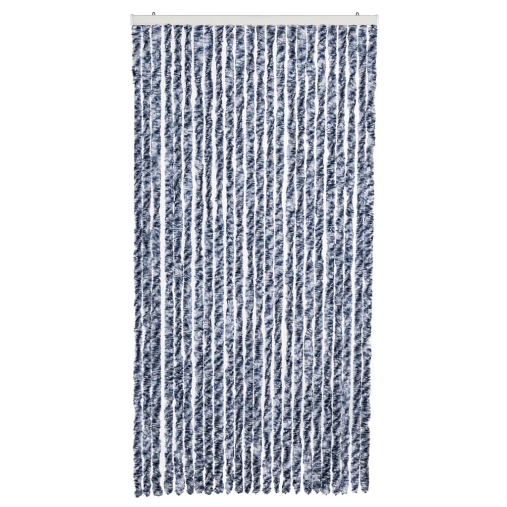 Zasłona na drzwi 100 x 220 cm niebieska biała srebrna