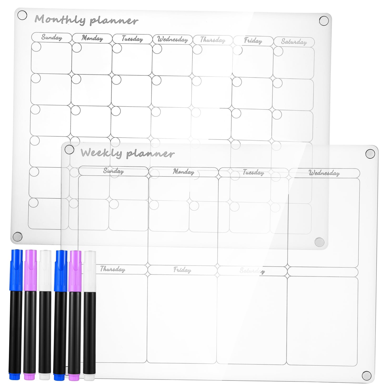 MAGICLULU Pizarra Acrílica Transparente con Planificador Mensual y Semanal para Nevera