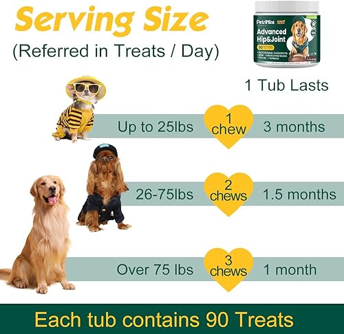 Miniatura 6 de Suplemento avanzado para cadera y articulaciones para perros con glucosamina y condroitina, para perros, glucosamina, cúrcuma orgánica, membrana de