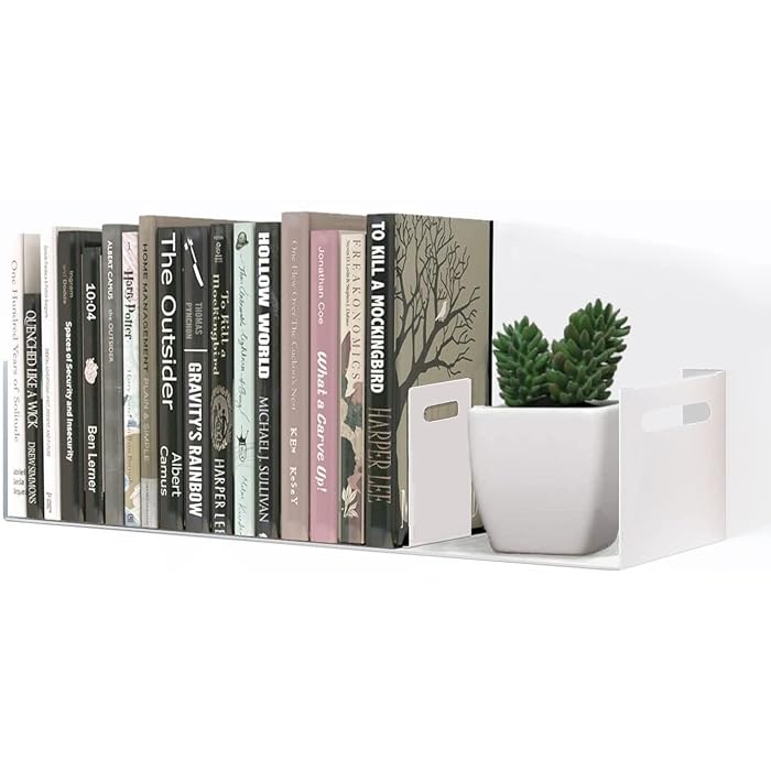 Buy SIMTOP Floating Shelves, Full Metal, White, Desktop Bookshelf with